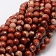 Faceted Round Natural Red Jasper Bead Strands G-L437-40-8mm-1