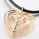 Filigree Heart Iron Glass Pendant Necklaces X-NJEW-N0044-12-2