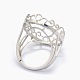 925 componentes de anillo de dedo de garra de diamante de imitación de plata esterlina STER-E061-51P-4