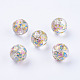 Flower Picture Printed Glass Beads GLAA-E399-10mm-D06-2
