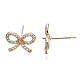 Brass Micro Pave Clear Cubic Zirconia Stud Earring Findings KK-Q764-037-3