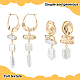 ANATTASOUL 2 Pairs 2 Styles Plastic Imitation Pearl Rectangle & Square Dangle Hoop Earrings EJEW-AN0003-99-3