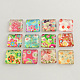 Flower/Floral Pattern Glass Square Cabochons for DIY Project X-GGLA-S022-15mm-13-1