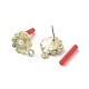 Lega dorata con placcatura a cremagliera con risultati di orecchini a bottone con perle in abs EJEW-B036-03G-15-2