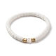 Perles heishi en argile polymère faites à la main bracelets extensibles sertis de perles à motif coeur pour femmes BJEW-JB07449-13
