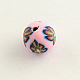 Perles en pâte polymère avec motif de fleurs manuelles CLAY-Q174-16-2
