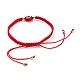 調節可能なナイロン糸編組ビーズブレスレット  赤い紐のブレスレット  手作りのナザールボンジュウランプワークビーズ付き真鍮ビーズ  レッド  内径：2-1/2インチ〜4-1/8インチ（6.5~10.5cm） BJEW-JB05293-04-2