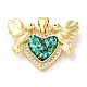 Rack Plating Brass Micro Pave Cubic Zirconia with Synthetic Opal Pendants KK-D088-24G-2