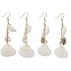 Orecchini pendenti in conchiglia naturale in stile bohémien con perle di vetro EJEW-JE05546-1