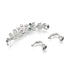 Brass Pave Clear & Green Cubic Zirconia Fold Over Clasps KK-N216-521-3