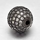 Perles rondes en laiton avec zircone cubique de micro pave ZIRC-N016-01B-10mm-2