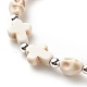 Bracelet extensible en perles de turquoise synthétique (teint) avec croix et tête de mort BJEW-JB08449-01-4