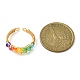 Colorful Glass Braided Bead Open Cuff Ring RJEW-TA00051-2
