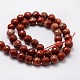Faceted Round Natural Red Jasper Bead Strands G-L437-40-8mm-2