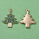 クリスマステーマ  合金エナメルチャーム  クリスマスツリー  ライトゴールド  ミックスカラー  12個/セット ENAM-X0017-05LG-3