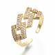Brass Micro Pave Clear Cubic Zirconia Cuff Rings RJEW-S045-034G-NR-1