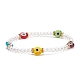 Bracelet extensible en perles de verre et verre mauvais œil pour femme BJEW-TA00136-01-1
