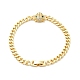 Green Cubic Zirconia Leopard Link Bracelet with Brass Curb Chains for Men Women KK-H434-11G-4