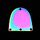 201ステンレススチール製シャンデリアコネクターパーツ  4穴リンク  レーザー切断  半楕円形  虹色  20x19.5x1mm  穴：1.6mm STAS-R111-LA602-1