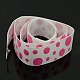 White and Hot Pink Dots Printed Grosgrain Ribbon for Hairbow DIY Party Decoration X-SRIB-A010-25mm-03-2