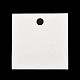 紙のピアスディスプレイカード  笑顔のプリントのイヤリングスタッド用ジュエリーディスプレイカード  ホワイト  正方形  8x8x0.06cm  穴：10mmと1.8mm  約100個/袋 CDIS-F007-01-3