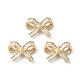 Bowknot Rack Plating Brass Micro Pave Clear Cubic Zirconia Connector Charms KK-E003-26G-3