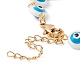 Natural Shell Flat Round with Evil Eye Link Chain Bracelet with Enamel BJEW-C015-21G-4