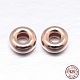 Real Rose Gold Plated Flat Round 925 Sterling Silver Spacer Beads STER-M103-02-6mm-RG-1