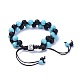 Bracelets de perles tressées en turquoise synthétique et agate noire naturelle BJEW-JB04224-03-3