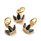 Brass Cubic Zirconia Charms KK-A156-02G-RS-2