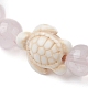 Bracelet extensible en perles de tortue turquoise synthétique rondes en quartz rose naturel pour femmes BJEW-JB09700-02-3