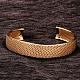 Real 18K Gold Plated Brass Mesh Cuff Bangles for Women BJEW-BB07401-2