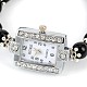 Strass alliage rectangle bracelets de montres électroniques BJEW-JB01737-02-2