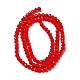 Trefoli di perline in vetro rondelle sfaccettate di colore rosso solido opaco a 1 filo X-EGLA-F049A-02-2