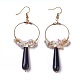 Pearl Chip Beads Dangle Earrings EJEW-L218-07-2