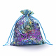 オーガンジーギフトバッグ巾着袋  巾着袋  カラフルなサンゴ模様  長方形  ダークターコイズ  20x15cm OP-Q051-15x20-01-1