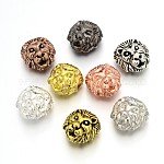 Tibetischen Stil Legierung Löwenkopf-Perlen, Mischfarbe, 12x13x9.5 mm, Bohrung: 2 mm