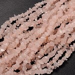 Chip perles en quartz rose naturel, 5~8mm, Trou: 0.3mm, environ 32~32.5 pouce de long