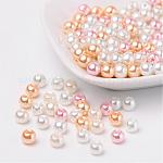 À peine mix rose perles perles de verre nacrées, couleur mixte, 6mm, Trou: 1mm, environ 200 pcs / sachet 