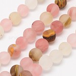 Tigerskin Glass Beads Strands, Frosted, Round, 8mm, Hole: 1mm, about 48pcs/strand, 15.1 inch