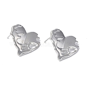 304 Stainless Steel Heart Stud Earrings for Women EJEW-F300-03P