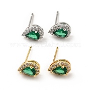 Серьги-капли из зеленого кубического циркония EJEW-F288-20