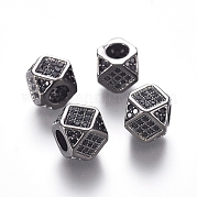Латунные микро проложить кубического циркония бусы ZIRC-L088-01A-B