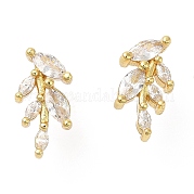 Серьги-гвоздики из латуни с фианитами EJEW-D061-12G