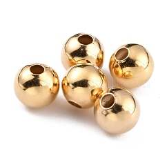Messing-Abstandshalterkugeln, cadmiumfrei und bleifrei, langlebig plattiert, Runde, echtes 24k vergoldet, 5 mm, Bohrung: 1.4 mm