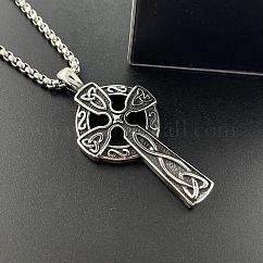 Colliers pendentif croix viking en acier inoxydable 304, bijoux vintage punk personnalisés, couleur inoxydable