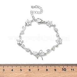 Bracelets à maillons en laiton micro pavé de zircones cubiques pour femmes&nbsp;BJEW-C156-04E-04P