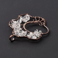 Цветок натуральный кристалл кварца медная проволока обернутая микросхема большие подвески&nbsp;G-E195-12R-02