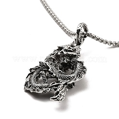 Collier pendentif dragon en alliage avec 201 chaînes en acier inoxydable&nbsp;NJEW-D053-02AS