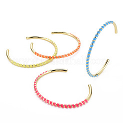 Скрученный браслет-манжета из латуни с эмалью&nbsp;BJEW-T020-02-NF